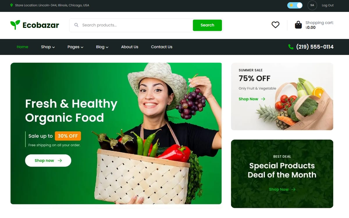 Ecobazar — Fresh & Healthy Organic Food landing page